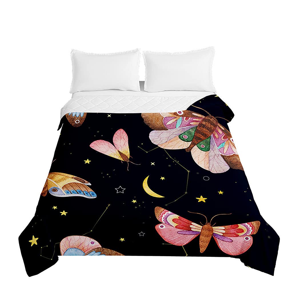 Colcha acolchada verano 3D mariposa estampada cubrecama gofrado fino 180x220