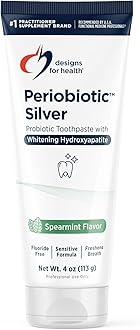 Designs for Health Periobiotic Silver Hydroxyapatite Toothpaste - Fluoride Free Toothpaste with Oral Probiotics with Whitening Hydroxyapatite - Supports Gum Health & Remineralization (4oz Mint)