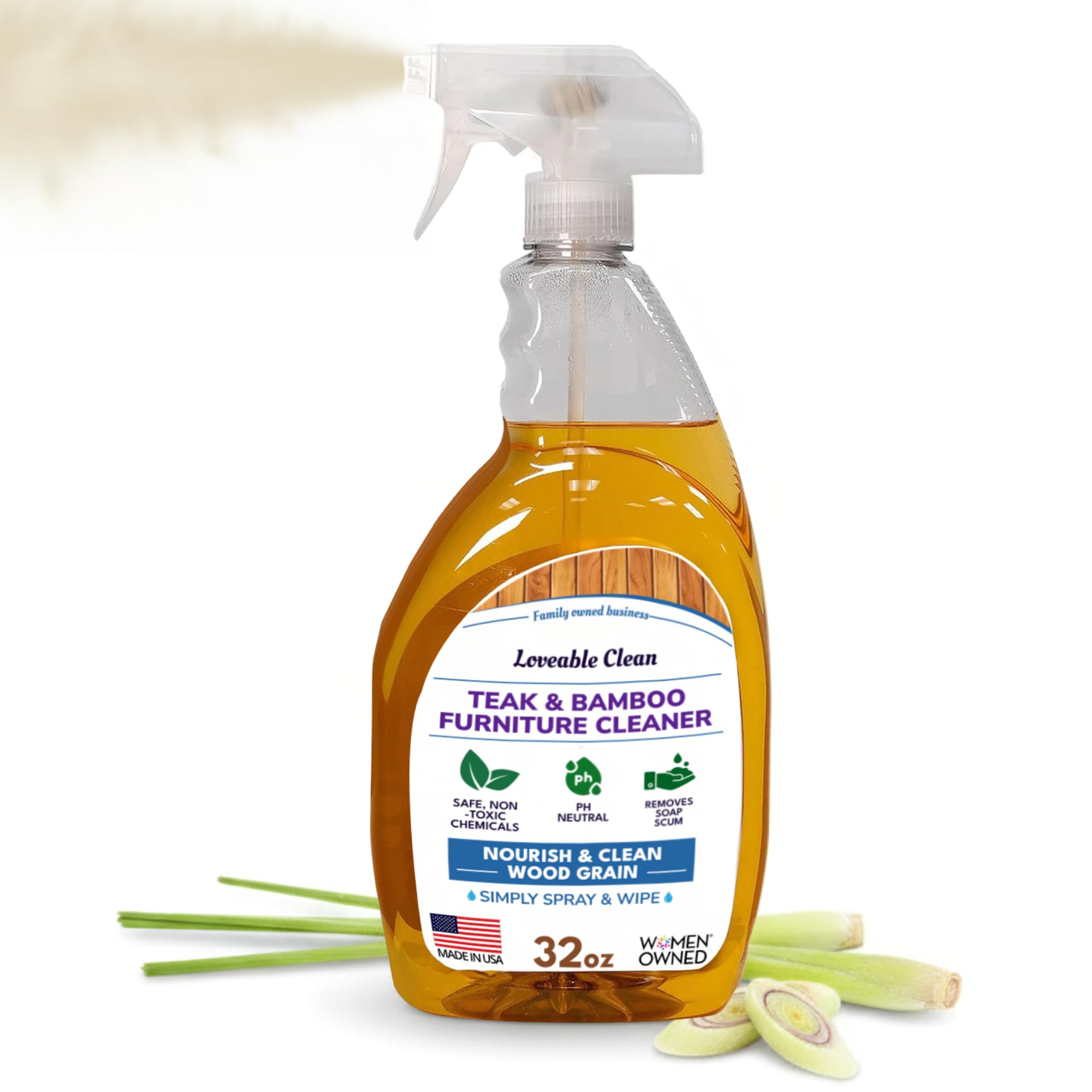 EcoDecors Teak Cleaner Protective Teak Wood Restorer Eco Household Wood Furniture Cleaner Spray bottle For Hardwood & Bamboo Furniture – Certified EPA Safer Choice - 32 oz