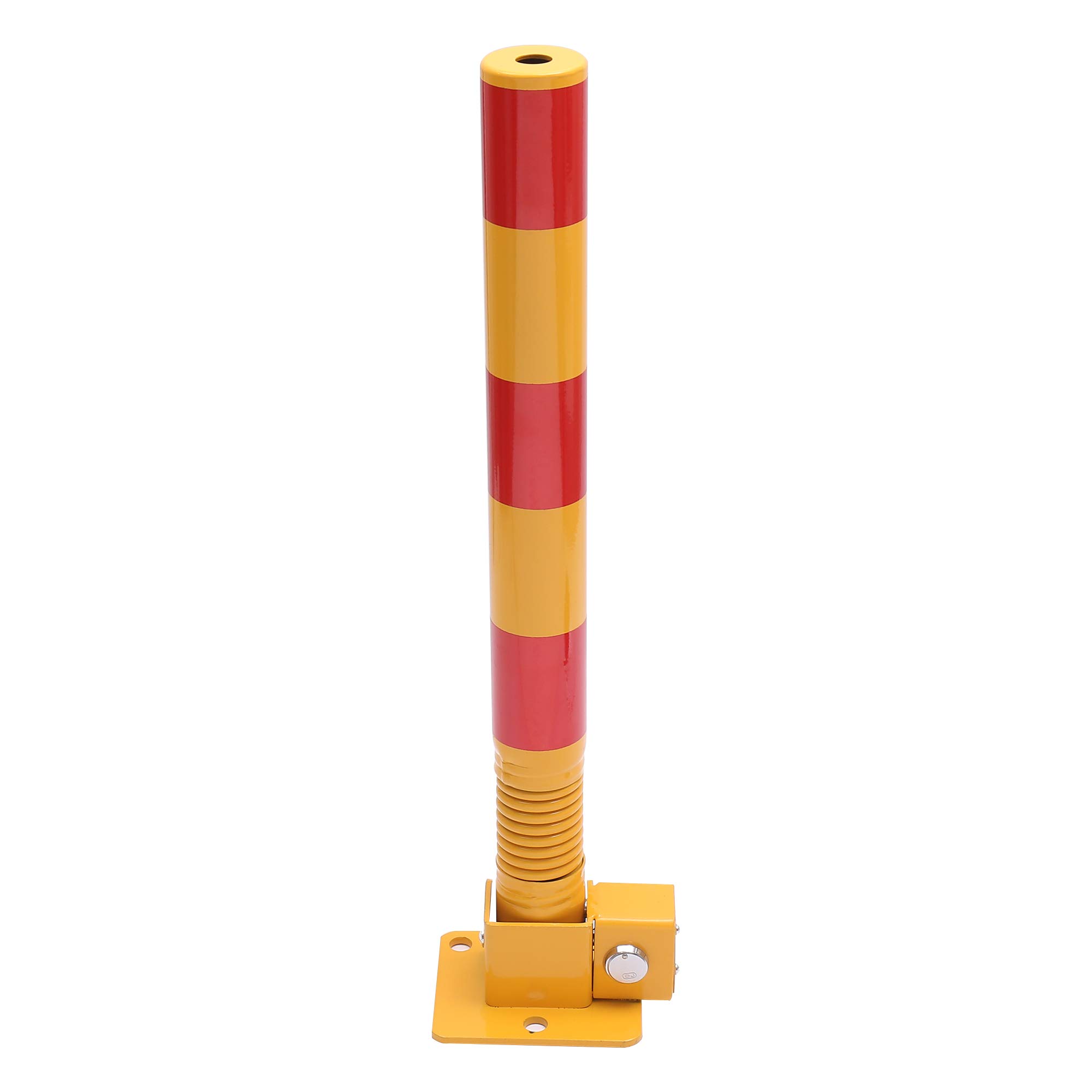 KATSU Bolardo de Bloqueo de Espacio para Estacionamiento de Automóviles con Resorte, Bloqueable Plegable Poste de Barrera de Parking de Coche, Amarilla y Roja, 60cm de Altura