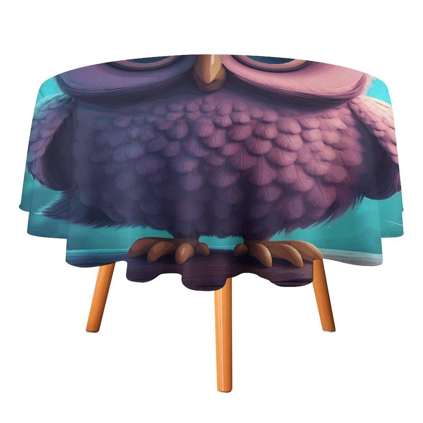 Nappe ronde hibou 152 cm imperméable et lavable pour table de cuisine