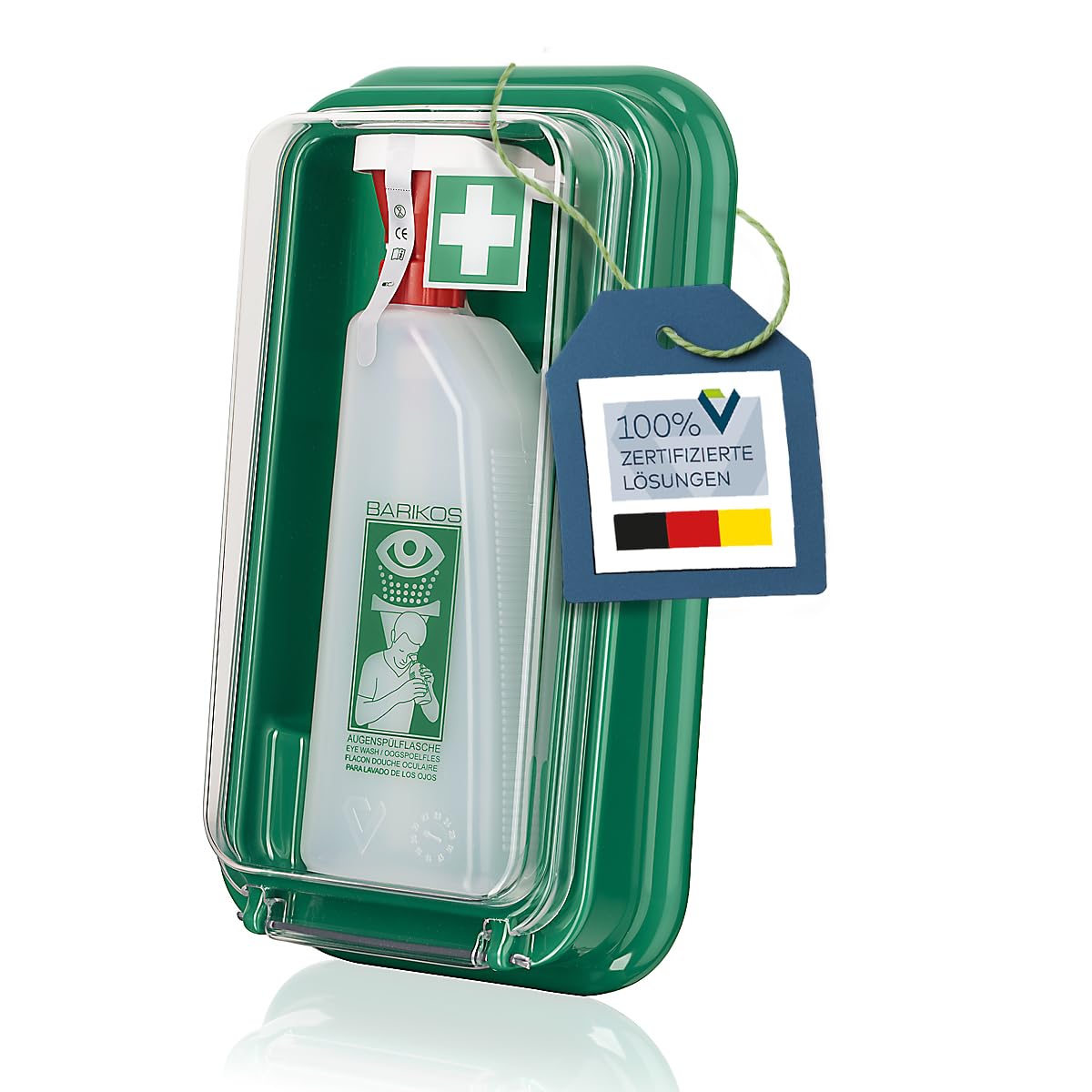 Augenspülflaschen-Set: Augenspülflasche 620 ml inkl. Wandbehälter, Erste Hilfe Augendusche