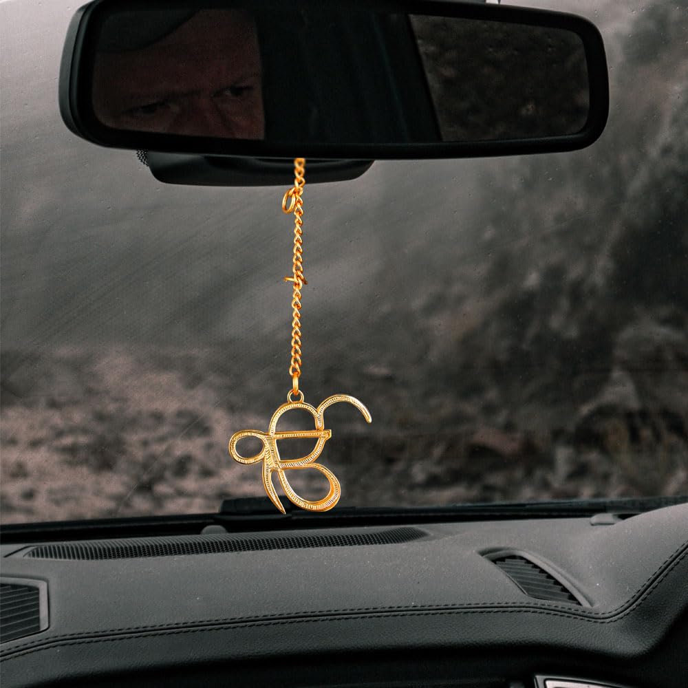 Elita EK ONKAR CAR Hanging for CAR Decor CAR Accessories Handcrafted in Brass Decorative Showpiece - 5 cm (Brass, Gold)