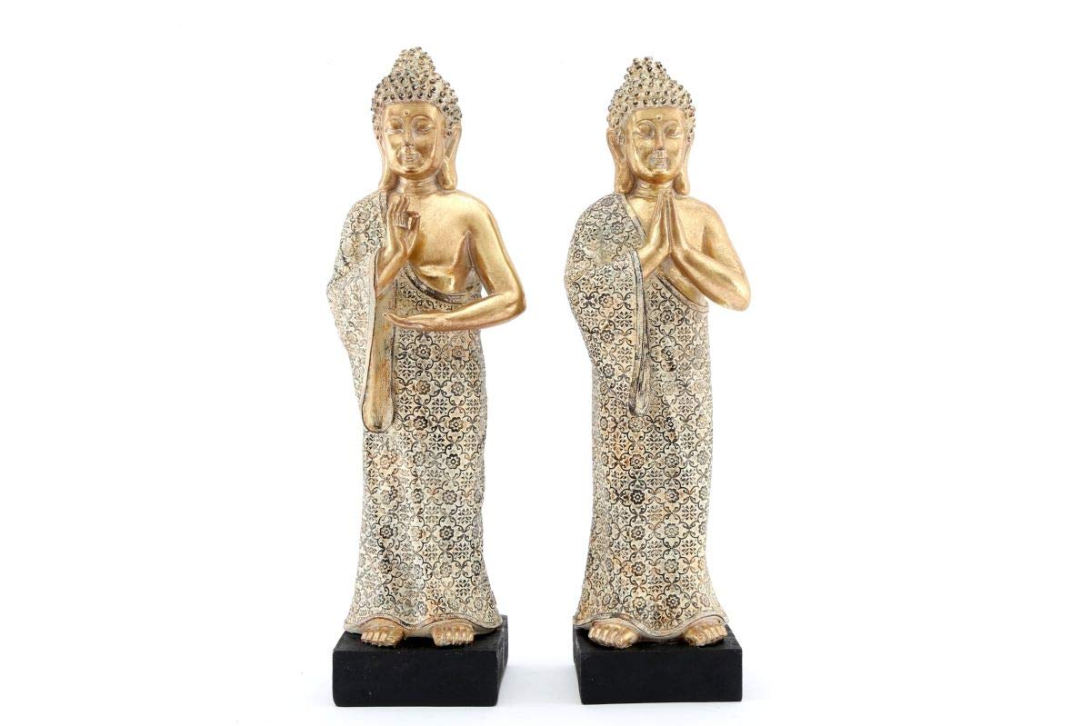 SIL Antique Gold Standing Thai Buddha Figurine Choice of 2 (Only one supplied)