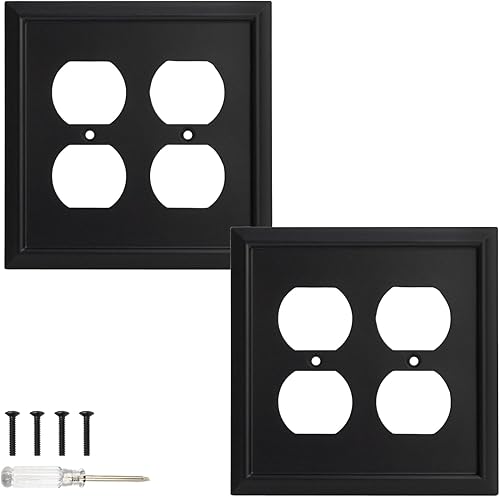 Miniatura 17 de Placa de pared, cubiertas de salida dúplex, cubierta de interruptor de luz negra mate, placa de cubierta de toma de corriente eléctrica de fibra