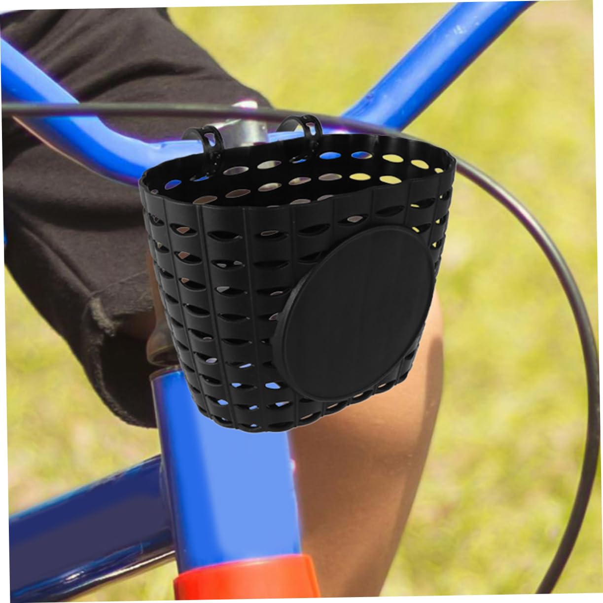 Cesta de Bicicleta Desmontable para Niños, Cesta de Plástico Negra, Soporte de Almacenamiento con Correa Ajustable, Accesorio para Manillar Delantero, Uso para Ciclismo Infantil