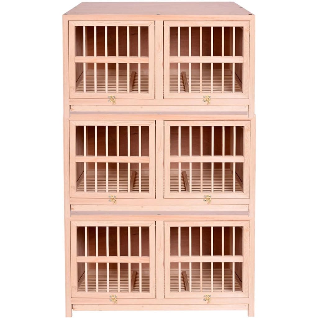 Jaula para Palomas de Exterior de Madera Maciza, Paquete de 3 Unidades, con Separador, Ideal para alimentación y cría, diseño Espacioso (80 cm x 3), Duradera y Resistente a la Intemperie.