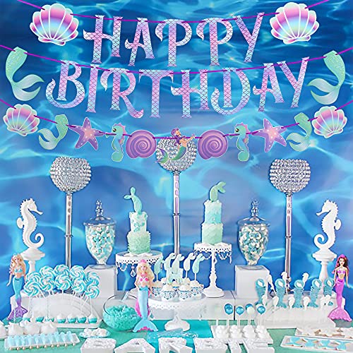Mermaid Birthday Party Decoration Mermaid Happy Birthday Banner Under The Sea Theme Garlands For Girls Mermaid Theme Party Supplies #TOP7