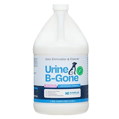 KINZUA ENVIRONMENTAL Urine B-Gone, Professional Enzyme Odor Eliminator & Pet Stain Remover, Human, Cat & Dog Urine Cleaner, Effective on Laundry, Carpets & More, Lavender Scent, 1 Gallon