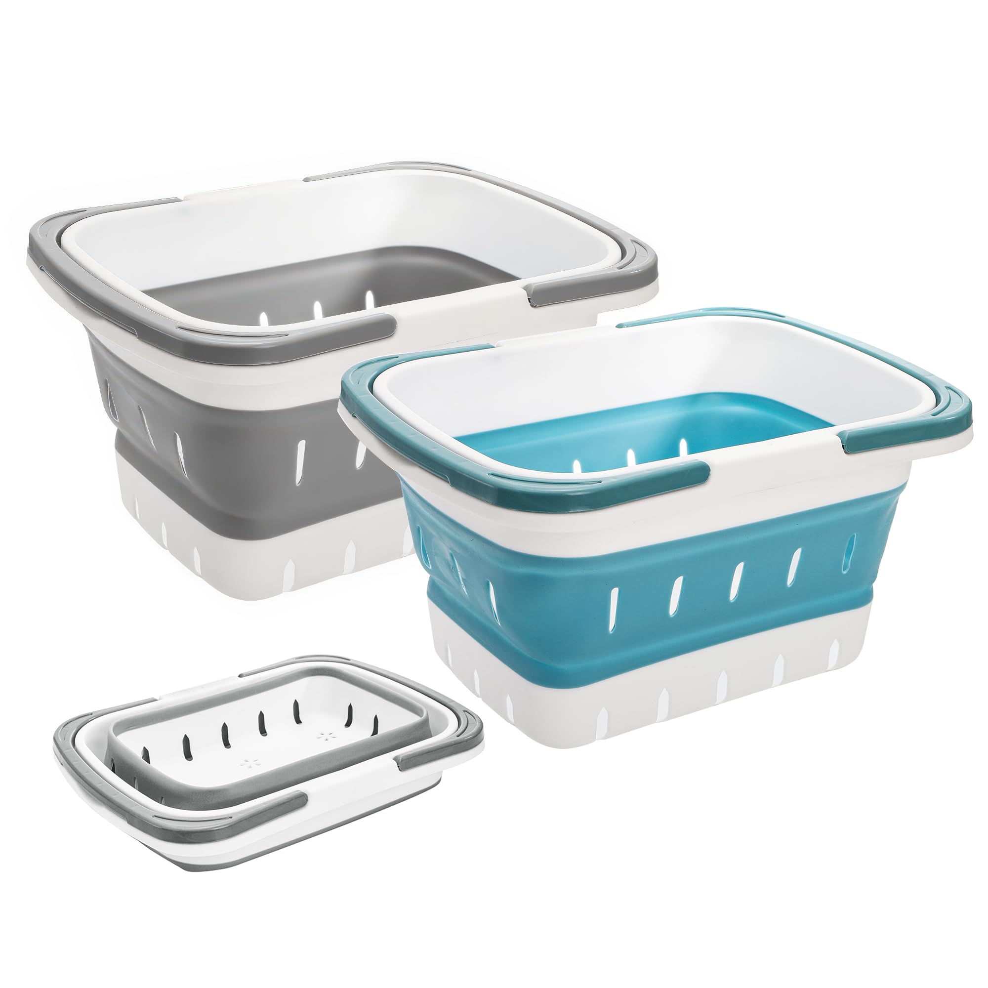 Kingrol 2-Pack Portable Shower Caddy Tote Collapsible Plastic Storage Basket with Handle Organizer Bin for Bathroom Kitchen College