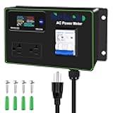 15A AC Power Meter, 125V Digital Multimeter Tester, NEMA 5-15P to NEMA 5-20R Outlet Monitor with 10FT 14AWG Cable and 20A Circuit Breaker, Real-Time Voltage, Current, Power, and Energy Monitoring