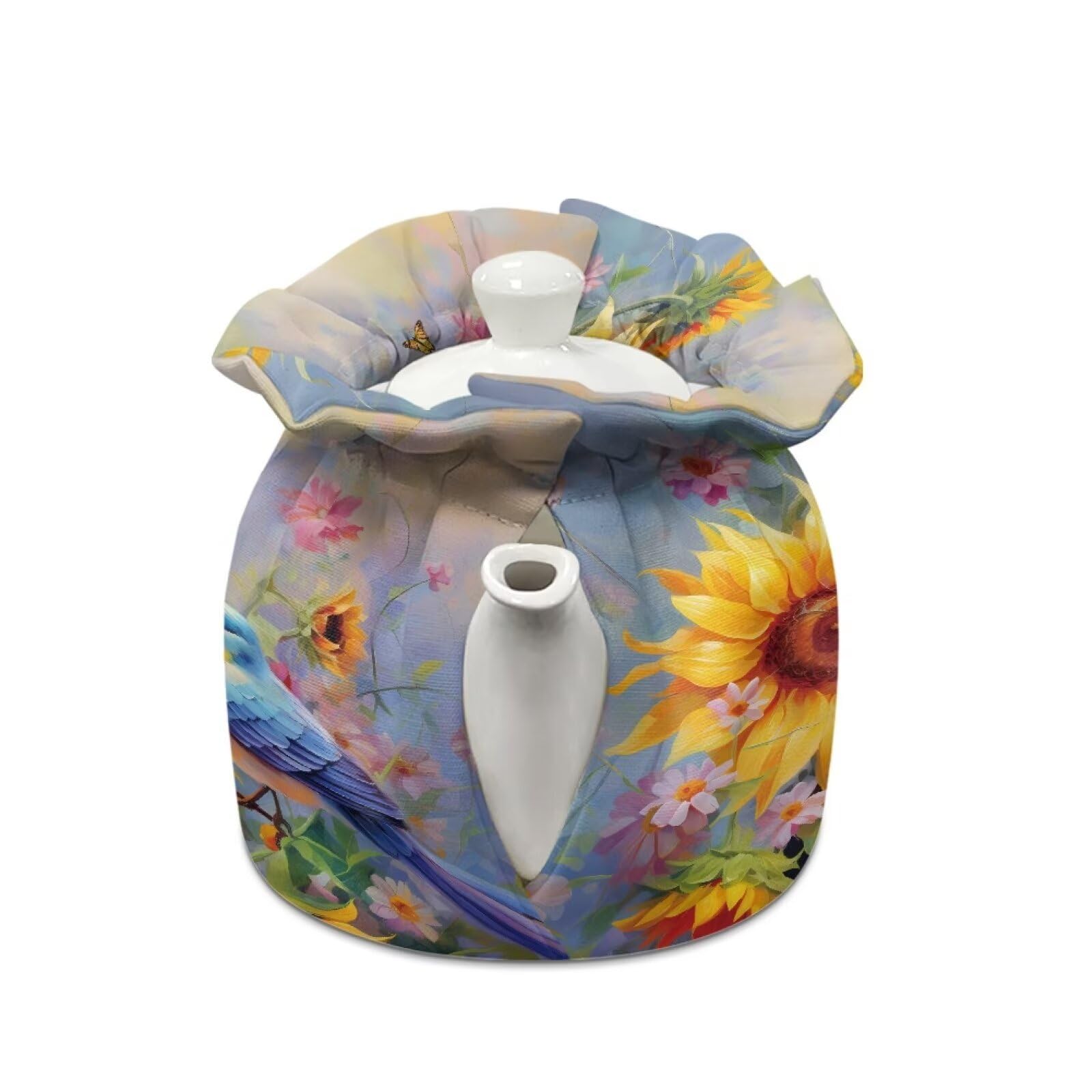DISNIMO Sunflower Hummingbird Tea Cosy for Teapots Insulated Tea Pot Dust Cover Breakfast Kettle Protective Cover Keep Warm Teapot Cozy Cover for Home Kitchen Tea Party Decorations