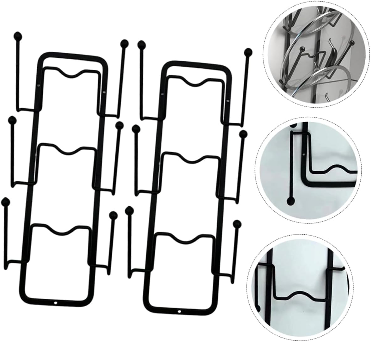 2pcs Pot Lid Organizer Rack Reusable Kitchen Storage Holder for Pans Wear-resistant Space-saving Design for Cabinet Countertop