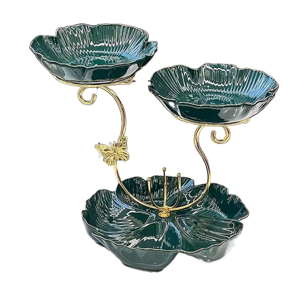 Patera na Owoce Miska na Owoce Kosz na Owoce Ceramiczna Okrągła Miska Na Owoce Wystrój Stołu Do Jadalni Talerz Na Owoce Miska Na Cukierki Metalowa Rama Stojak na Owoce Koszyk Na Owoce (Color : Grün,
