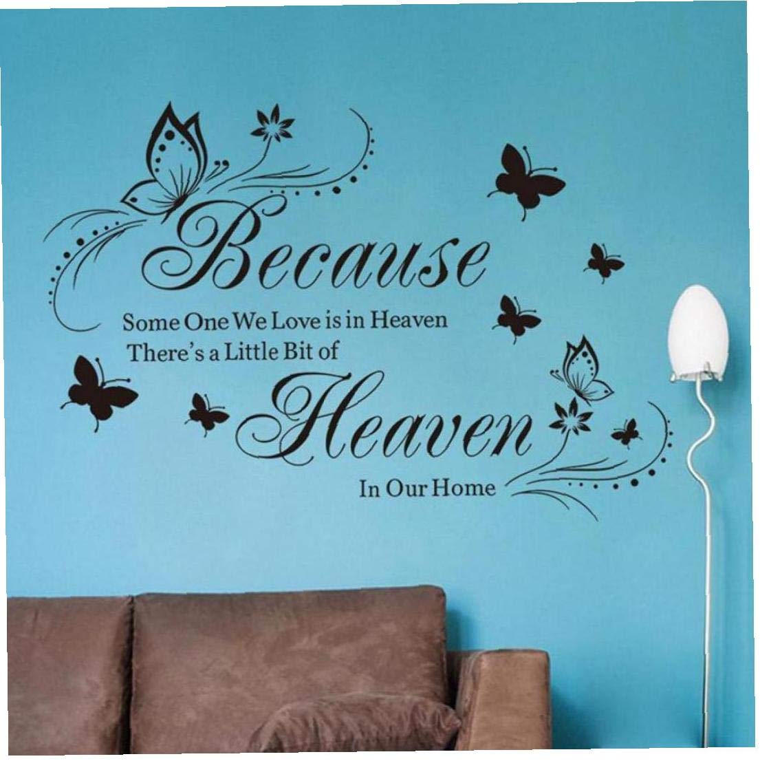 CULER Because Someone We Love Is In Heaven Removable Art Murals Wall Stickers Decals for Living Room Bedroom Bathroom Decoration