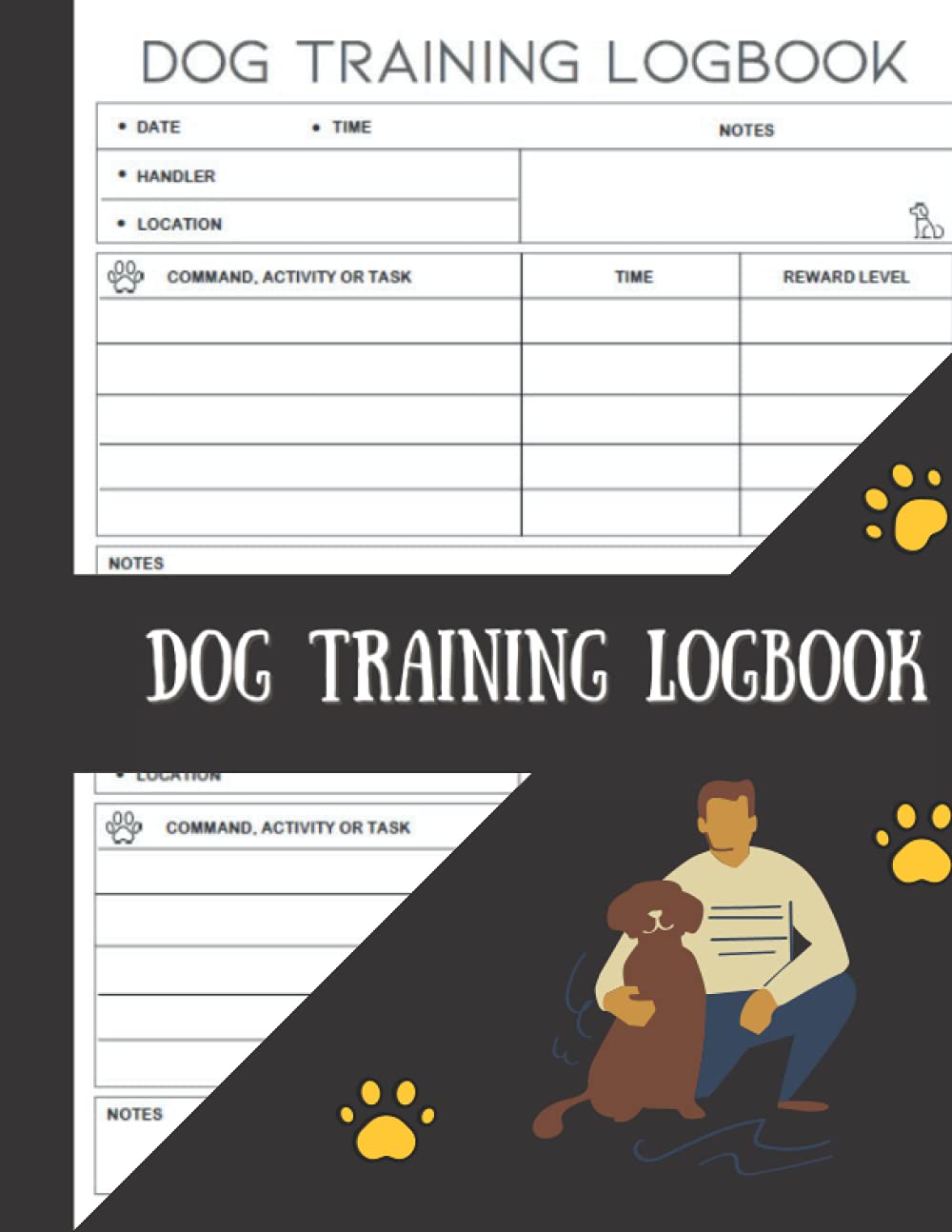 Dog Training Log Book: Puppy Training Journal, Pet Owner Record Book, Keep Instructor Details Logbook, Tracking Progress Information Notebook, Pocket Size, Black Design
