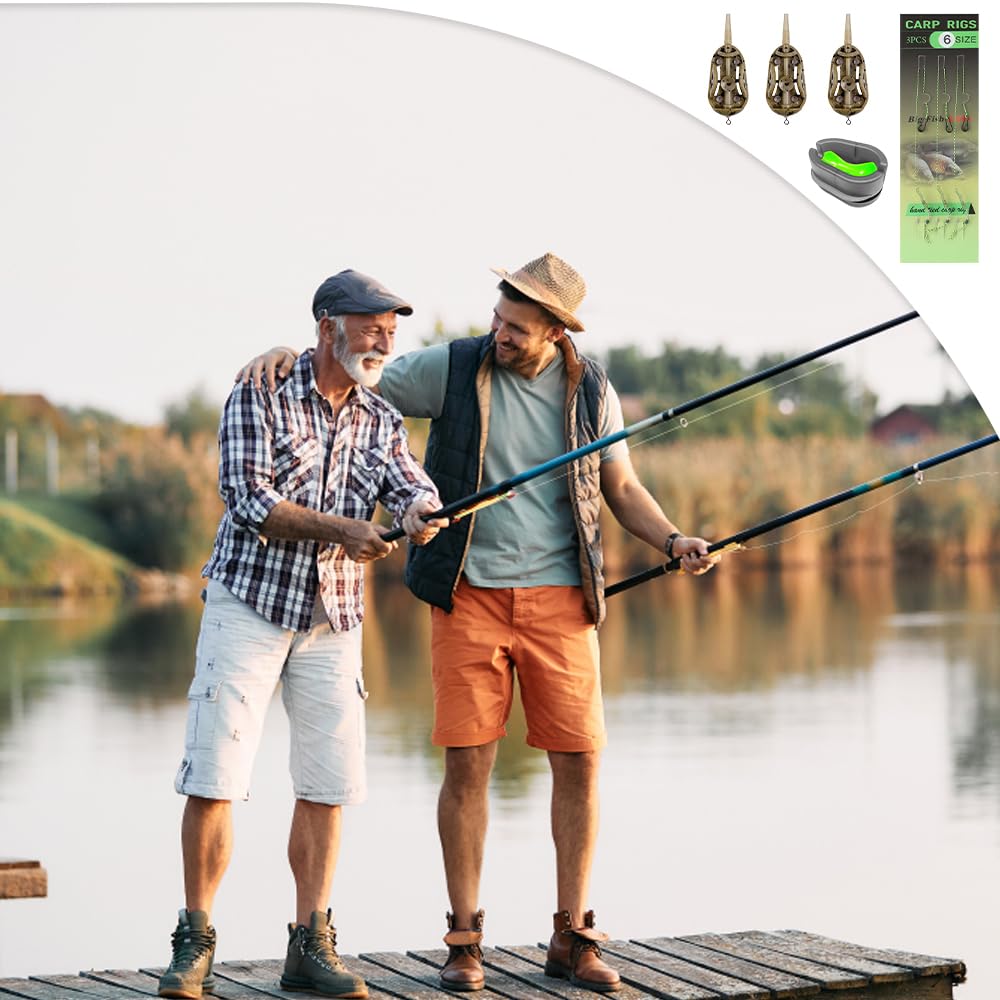 Alimentador de Pesca 3 Piezas Comederos 20/30/40g con Molde de Liberación Rápida Accesorios Carpa