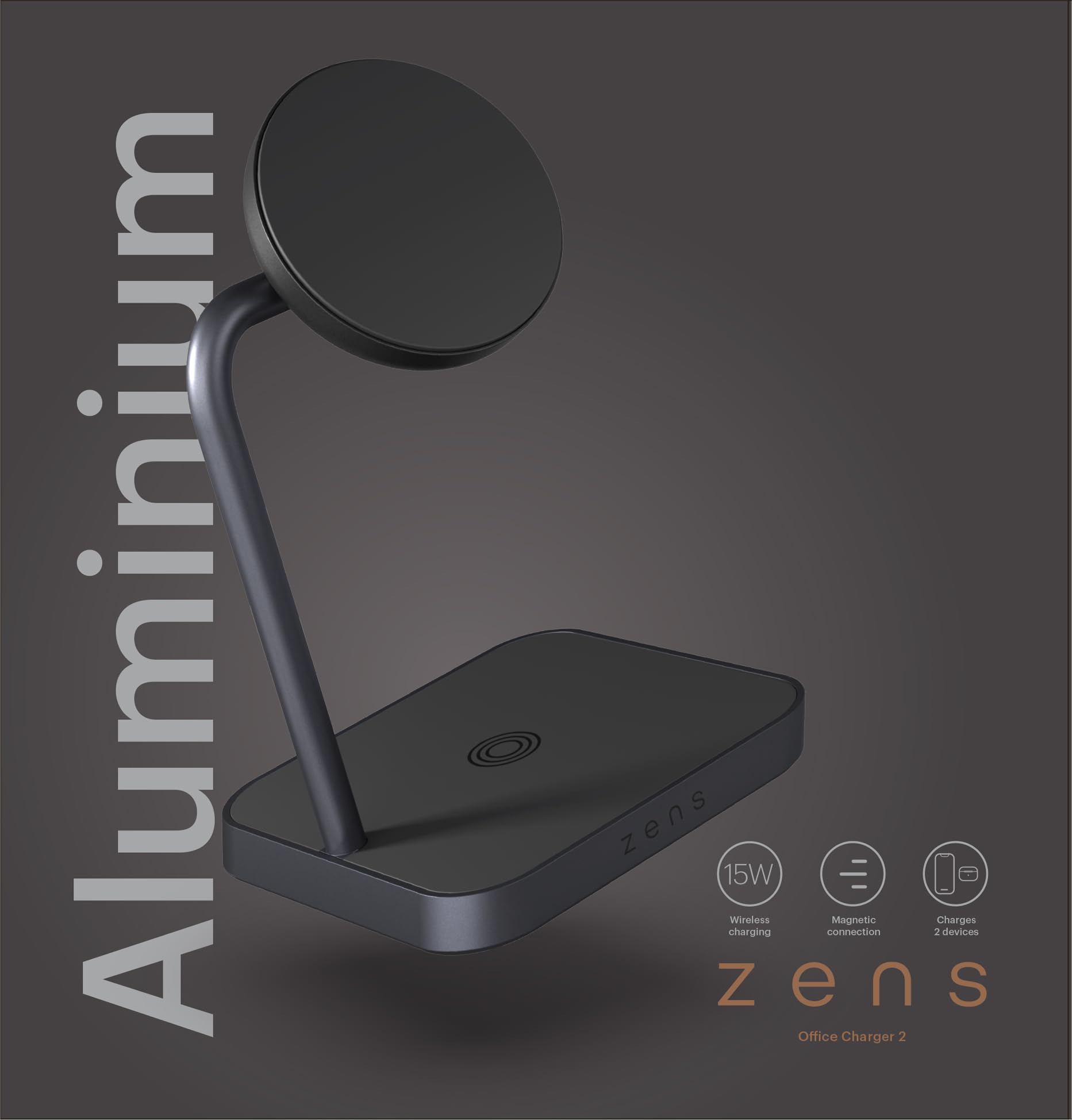 Zens Office Wireless Charger 2, 15 W compatibel met MagSafe en Qi voor iPhone Air,17,16,15,14,13,12 en AirPods, 24 W voedingsadapter (EU,UK,US) en geïntegreerde kabel van 1,5 m, zwart Zens Office Wireless Charger 2, 15 W compatibel met MagSafe en Qi voor iPhone Air,17,16,15,14,13,12 en AirPods, 24 W voedingsadapter (EU,UK,US) en geïntegreerde kabel van 1,5 m, zwart