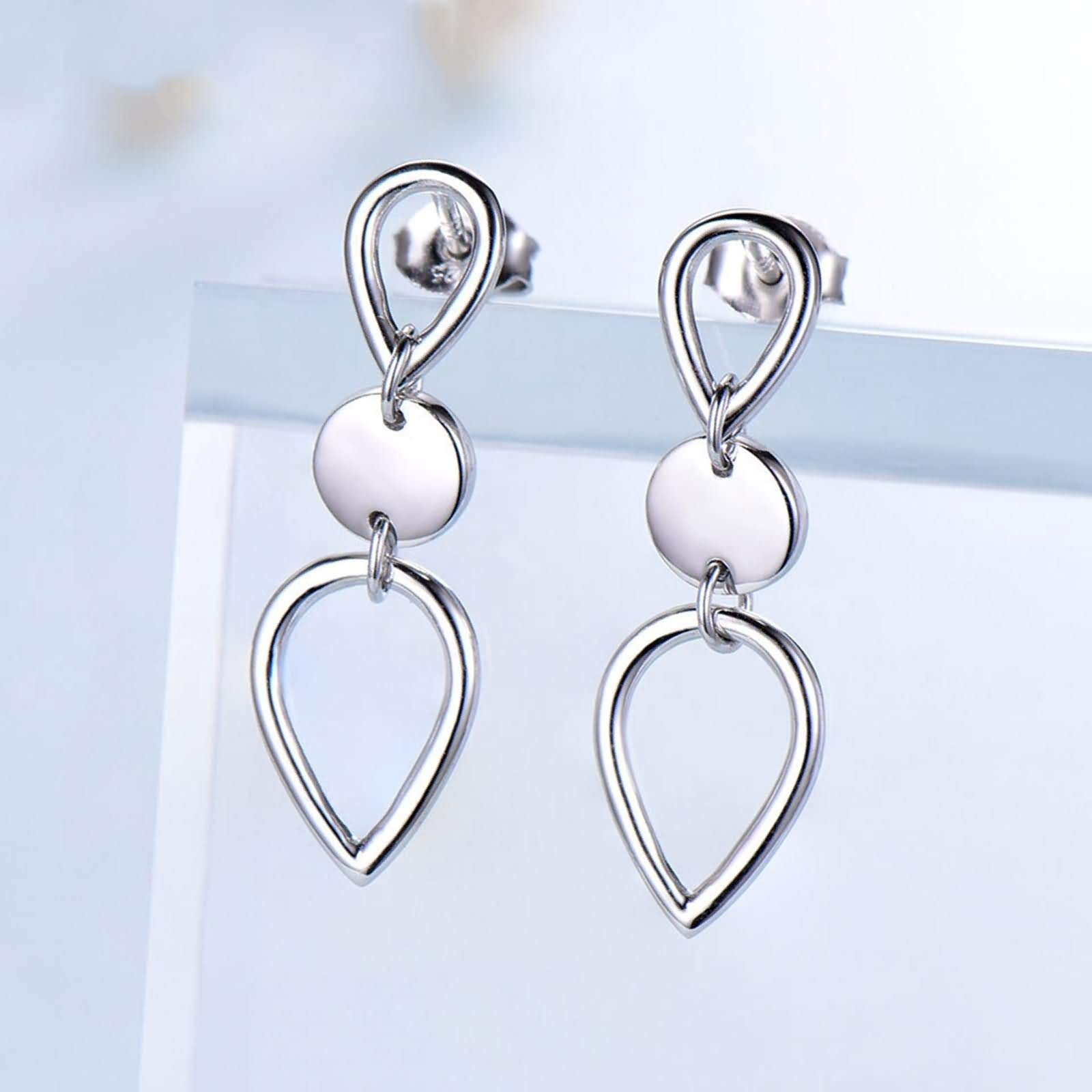 Ohrhänger aus 925er-Sterlingsilber, Tropfen- und Hängeohrringe für Damen, Tropfen- und Kreisanhänger
