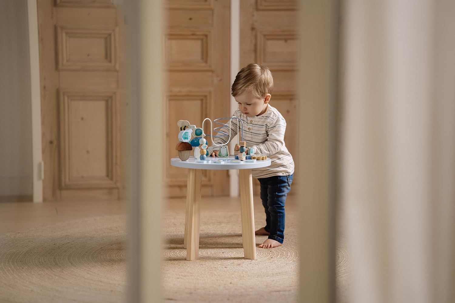 Little Dutch 7241 Forest Friends - Mesa de Actividades de Madera para Niños, Color Azul