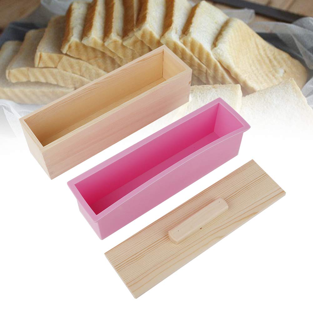 Stampo per sapone rettangolare in silicone Sapone per alimenti resistente alle alte temperature con coperchio Strumento fai-da-te per torta al cioccolato ghiacciato 900ML rosa