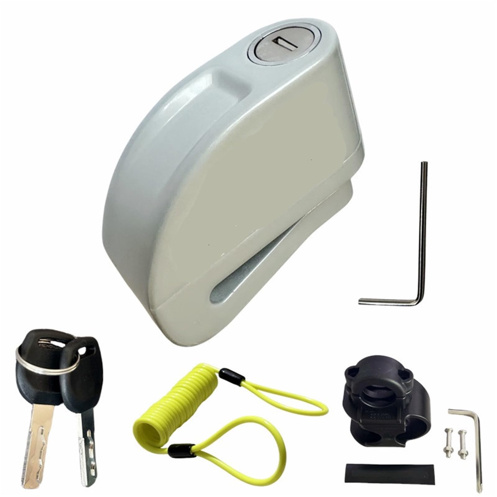 Blocco Acceleratore Allarme bicicletta moto Blocco disco Sicurezza antifurto Corda promemoria impermeabile in lega di alluminio + staffa 6 colori | Silver 8300-1