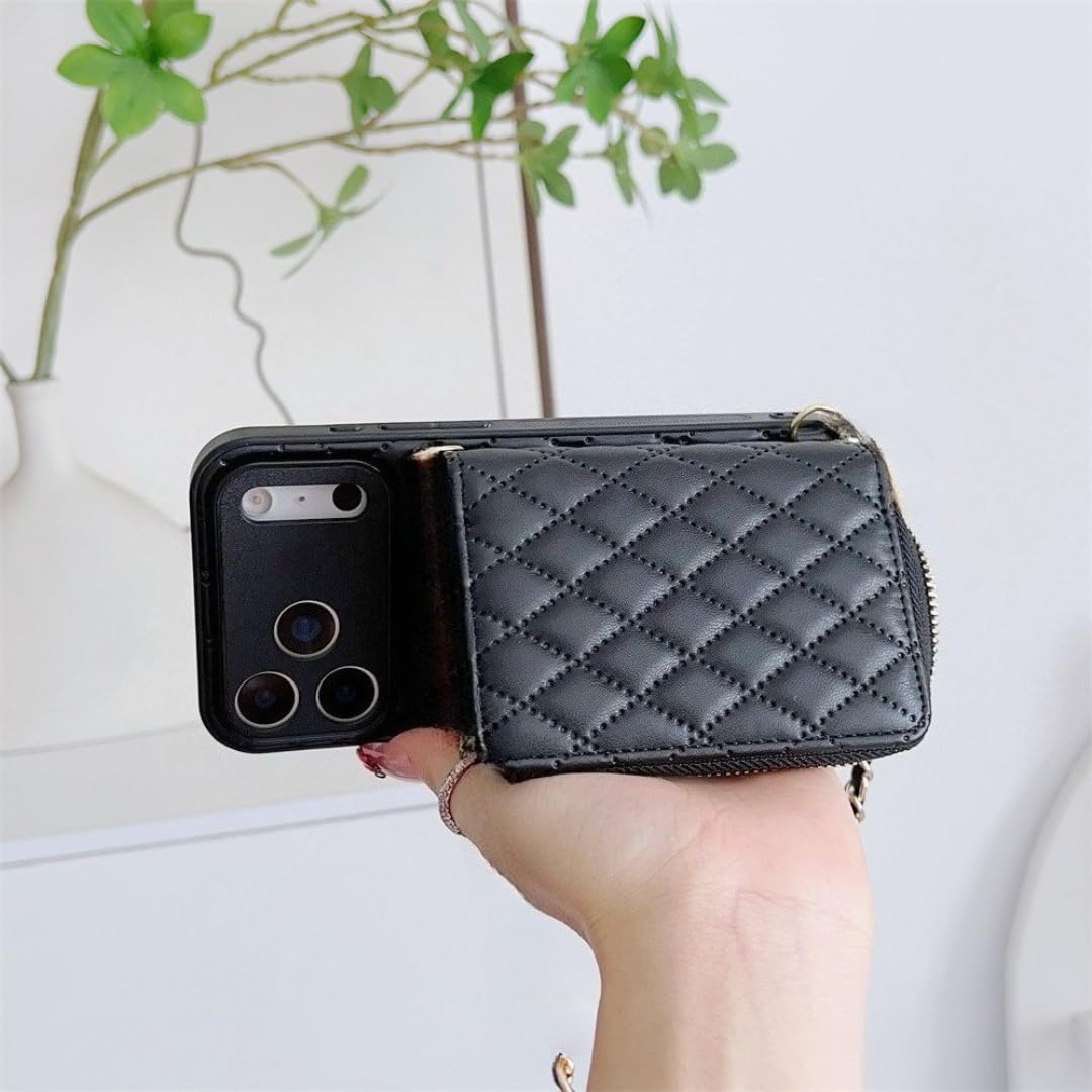 Étui Portefeuille de Luxe à Fermeture éclair avec Porte-Cartes pour iPhone Air (pour iPhone Air/Noir)