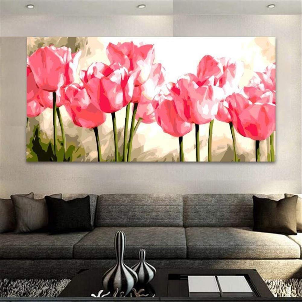 Peinture diamant fleurs roses 80x160cm pour évacuer le stress avec le diamond painting