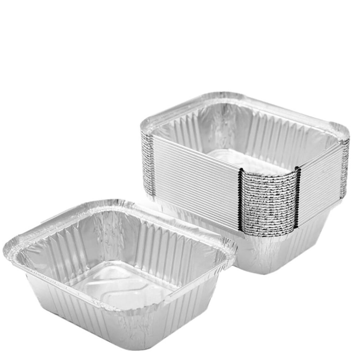 Bag Market Limited Silver Bag Market | 125 X No.2 Aluminium Foil Takeaway Containers And Lids (470Ml / 16Oz) - Disposable, Takeaway, Catering, Tubs