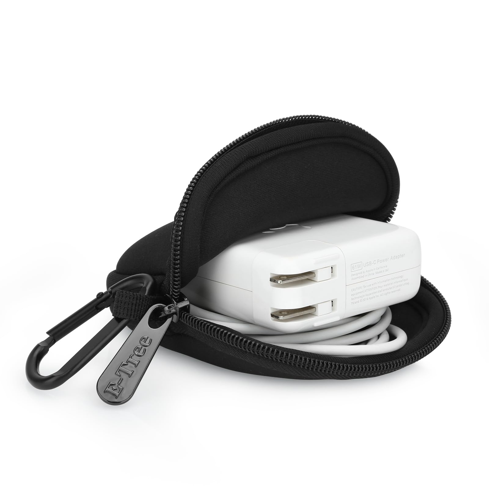 E-Tree Mini Neopren-Tasche – 14x9,4x2,5 Cm – Für Ladegerät, Airpods, Kabel & Kleinkram – Mit Karabiner