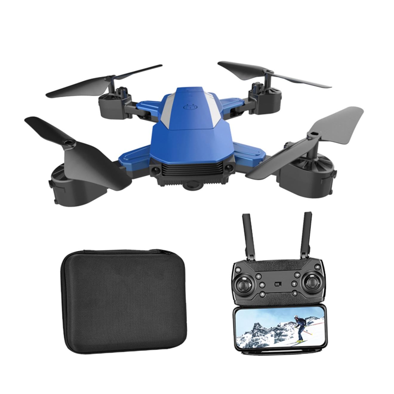F84 Faltbarer Rc Quadrocopter mit 1800mah Akku, Abs Blau | Echtzeit-videoübertragung, Inklusive Aufbewahrungstasche, 3 X 1,5v Aa Batterien nicht Enthalten