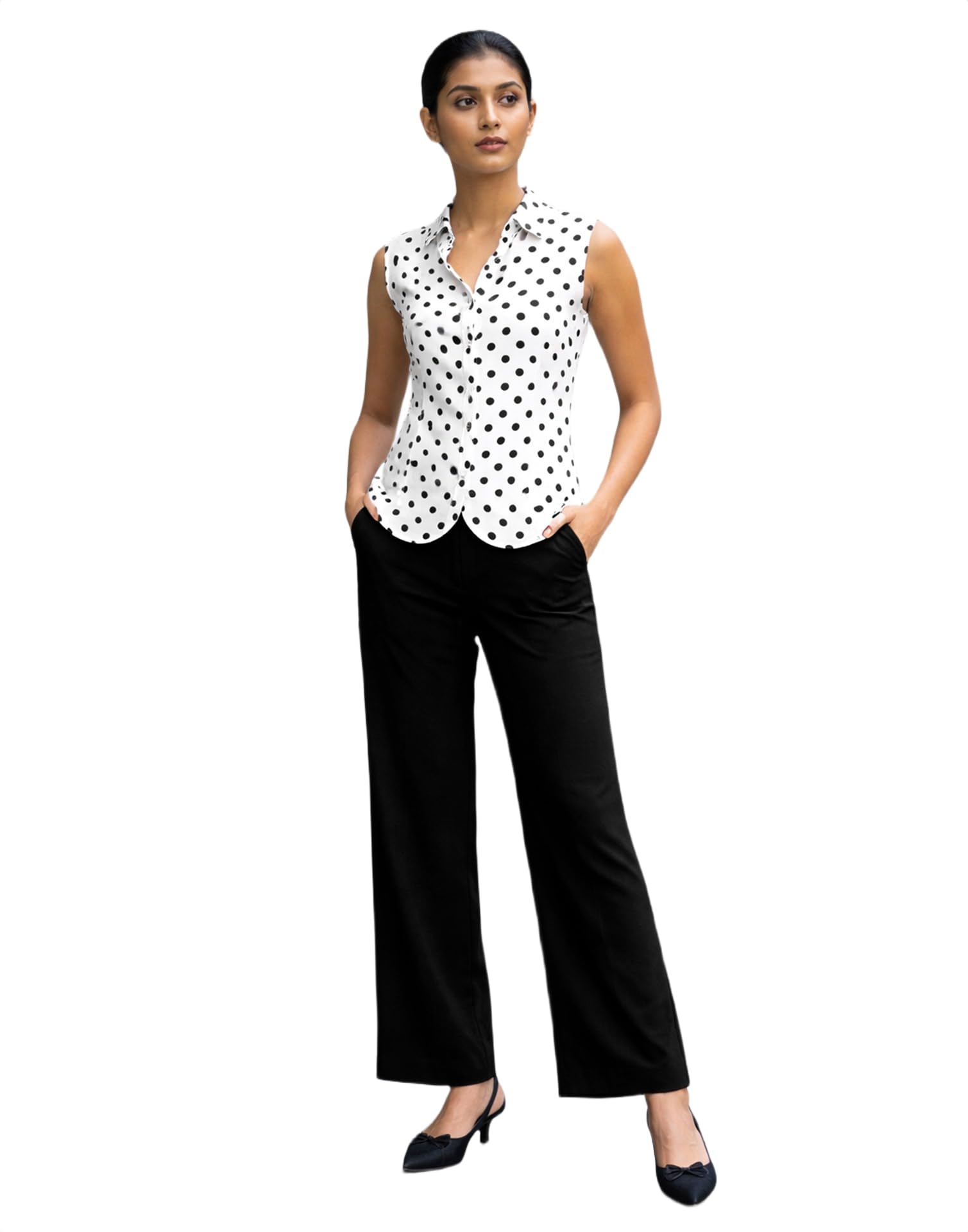 Women's Printed Waistcoat Style Top with Black Trouser Pant, Co ord Set for Women Stylish-image-26