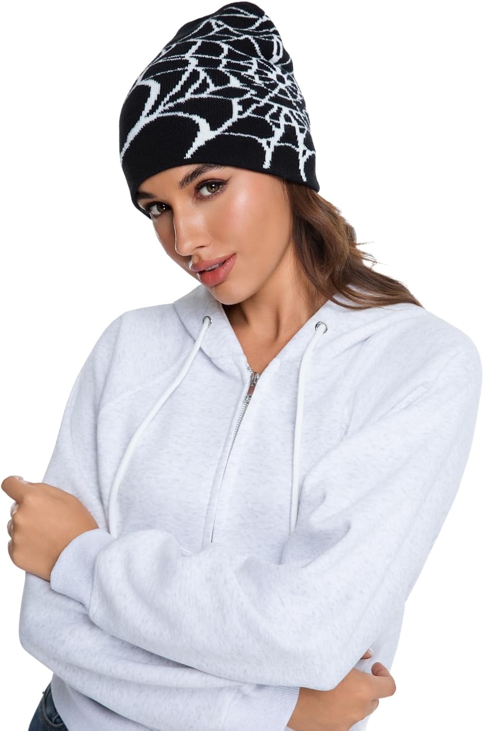 Y2K Beanie for Men Women Knitted Hat Winter Cap Gothic Spider Web Design Warm Skullies Cold Weather Knit Outdoor - Image 3