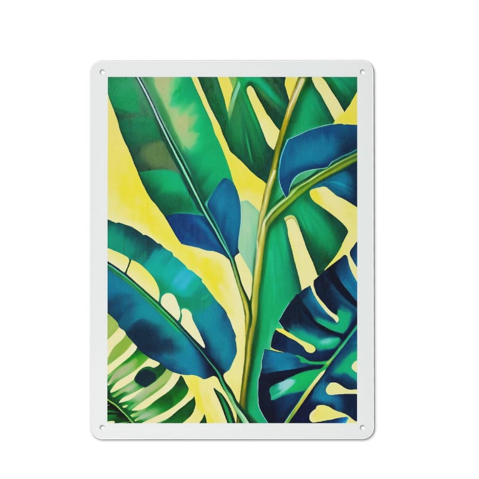 Junmoney Style Farmhouse Metal Sign With Jungle Vibes Painting Design 40X30cm, Rustic Country Wall Plaque For Cottage, Kitchen, Hallway Or Breakfast Nook