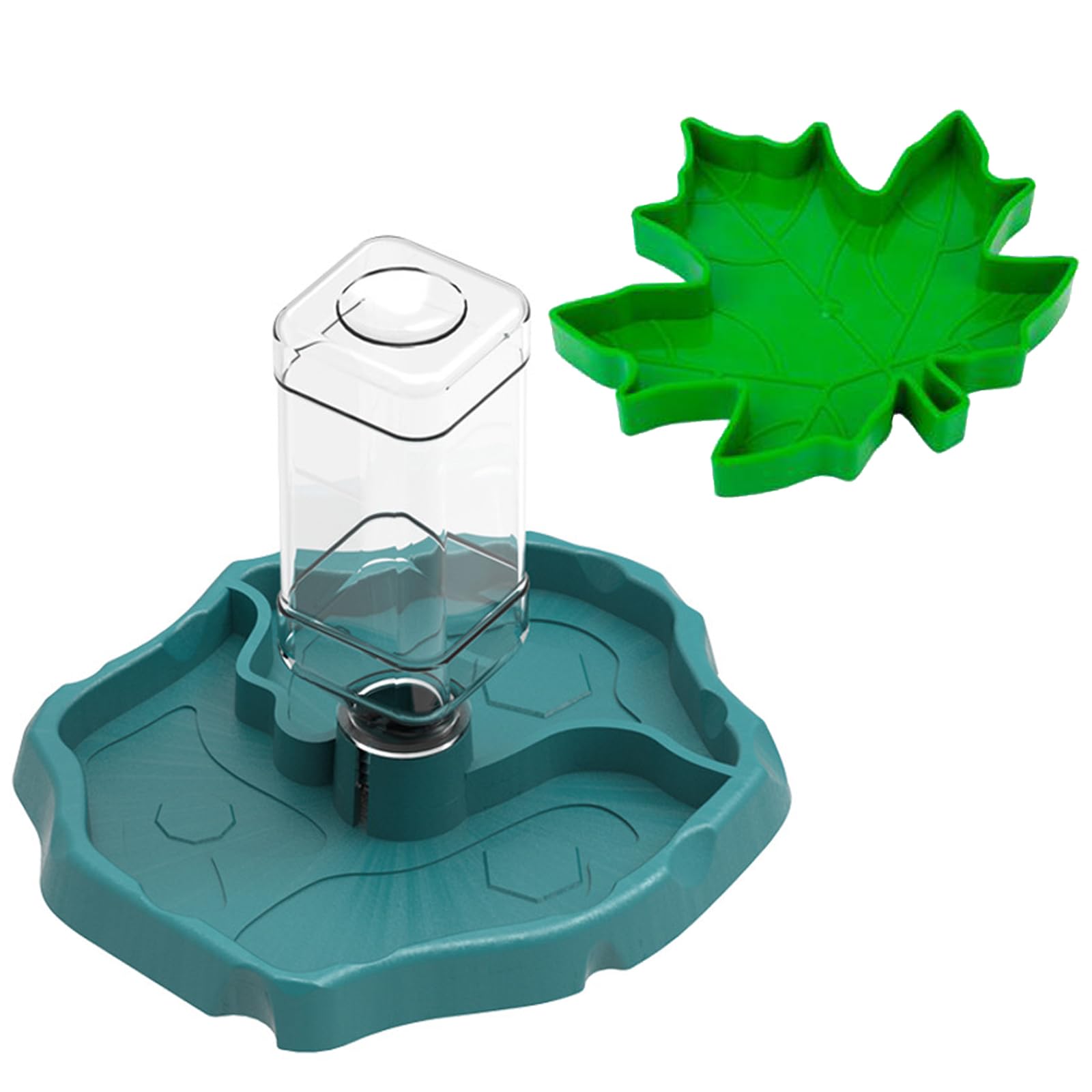 2 Pcs Tortoise Water Bowl Set, Automatic Reptile Waterer and Food Dish