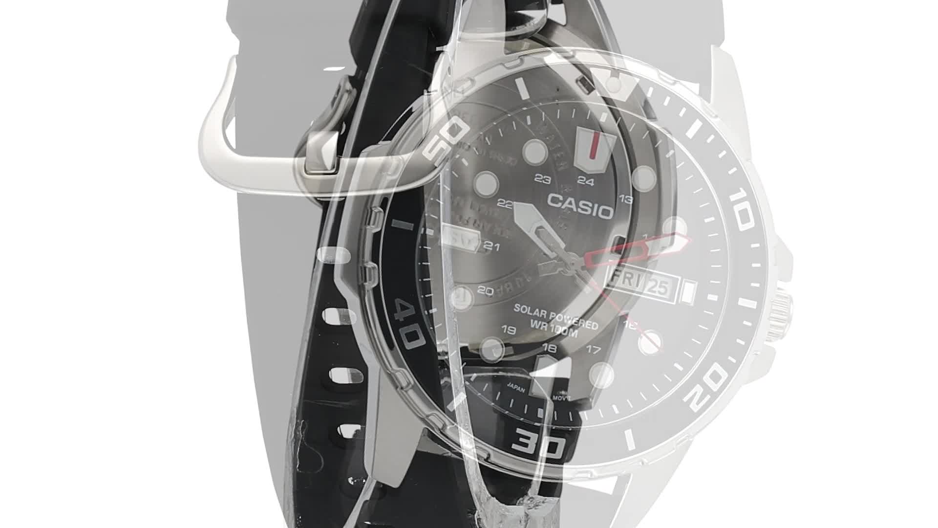 Casio Men's Stainless Steel Quartz Resin Strap, Black, 22 Casual