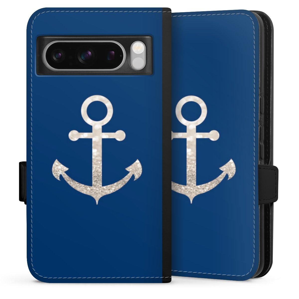 Etui Google Pixel 8 Pro DeinDesign Folio Magnétique Paillettes Ancre - 2