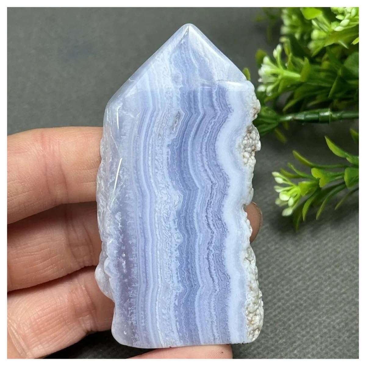 LQYXGS Crystal Stone Home Decor Natural Blue Lace Agate Slate Slices Mineral Raw Stone Home Decoration(55g 72mm)