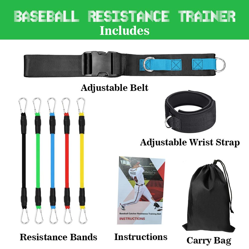 Cinturón de entrenamiento de resistencia para béisbol y sóftbol, equipo de entrenamiento ajustable para mejorar la mecánica y la fuerza del brazo, mejora las habilidades de encuadre y recepción