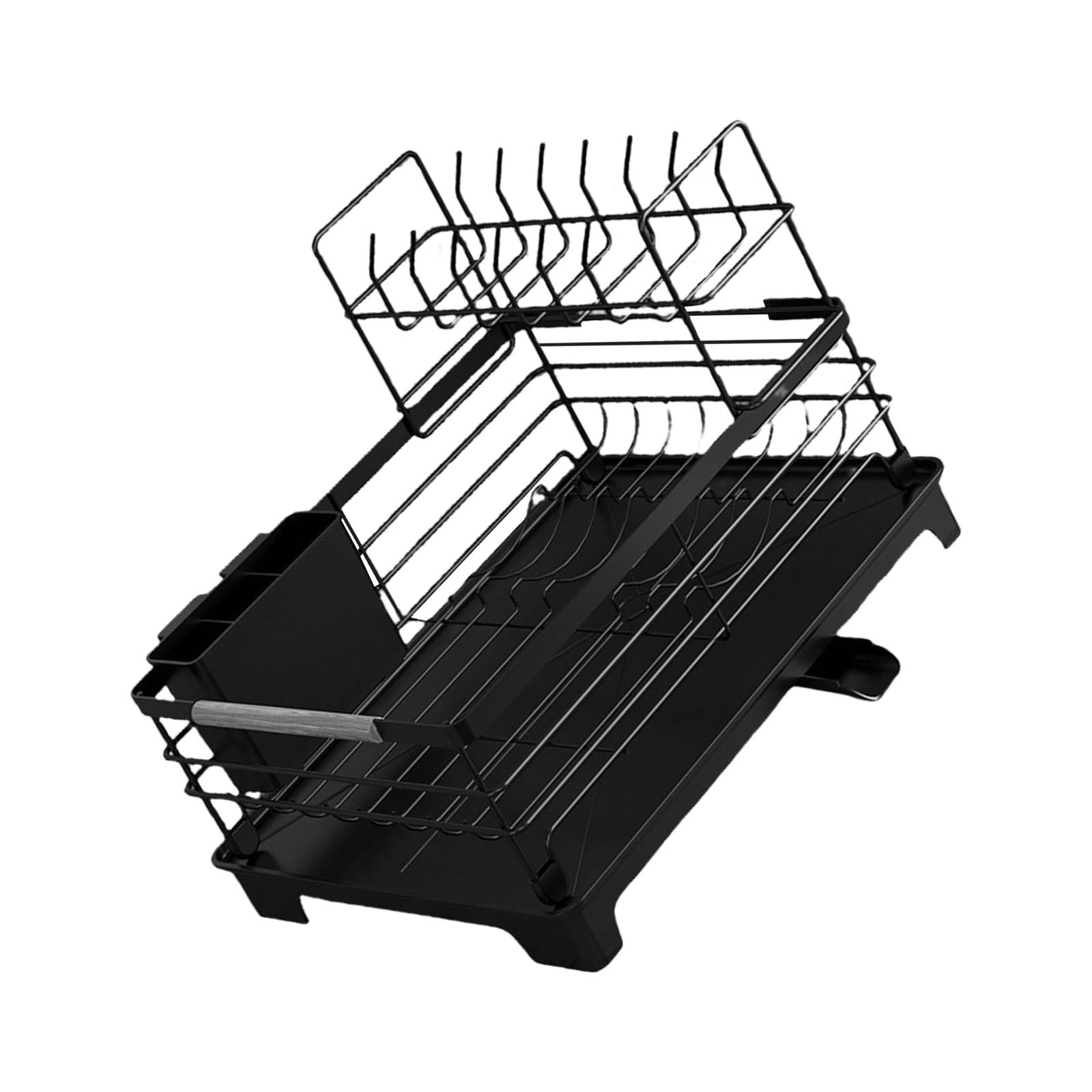 Kalttoy Space Saving Kitchen Sink Drainer Rack for Dishes Plates Drying Rusts Resistant Frame Utensils Holder with Drip Pan Space Saving Kitchen Organiser
