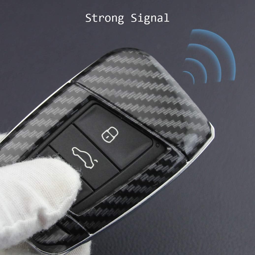 For Volkswagen VW Key Fob Cover, ABS Carbon Fiber Pattern Car Key Case Protector for 2017-2022 2023 VW Atlas Jetta Passat Tiguan Arteon Golf Skoda Kodiaq Superb with Keychain