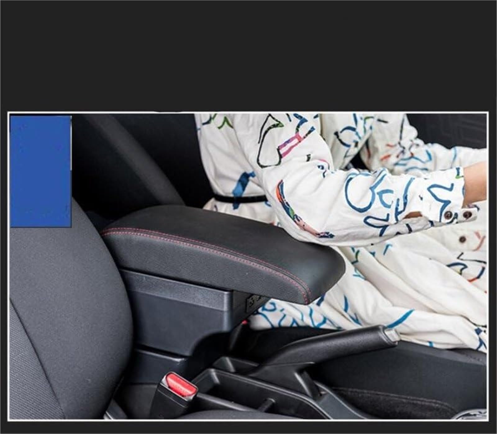 Schowek do podłokietnika samochodowego Schowek na konsolę środkową samochodu Akcesoria do modyfikacji z USB, dla chevroleta, dla Niva Podłokietnik samochodowy(BLACK A Style White Line)
