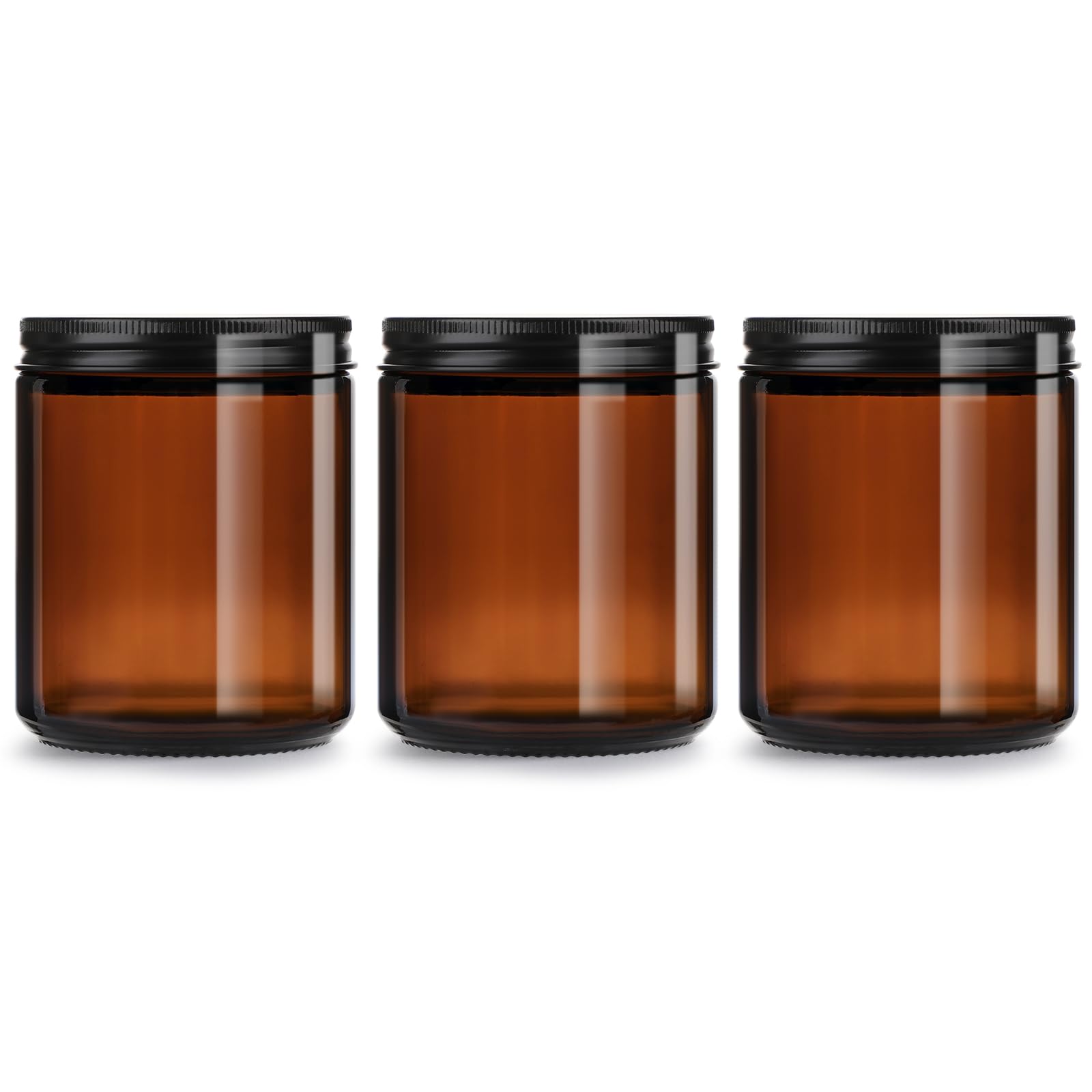 8oz Amber Glass Jars with Airtight Lids (3 Pack) - Empty Candle Jars for Candle Making,Cosmetic Jars for Creams,Lotions & Salve