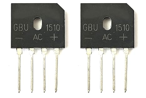 Wizzo (Pack of 2 Pieces) GBU1510 Single Phase 1000V 15A Through Hole Bridge Rectifier, Electronic Components, Multipurpose Use, Electronic Circuit Repair