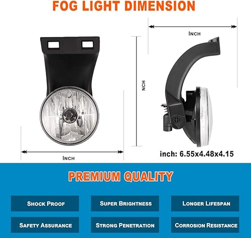 Miniatura 4 de Nixon Offroad Juego de luces antiniebla para Dodge Ram 94-02 1500 2500 3500/95-02 Dodge Ram 4000 Pickup con bombilla, parachoques OEM, montaje de