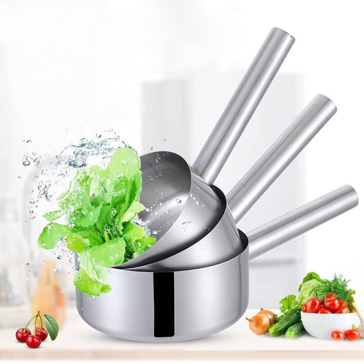 SECFOU Louche Acier Inoxydable à Long Manche Écope à Eau Pour Cuisine Et Salle De Bain Accessoire Pratique Et Pour Transfert Eau