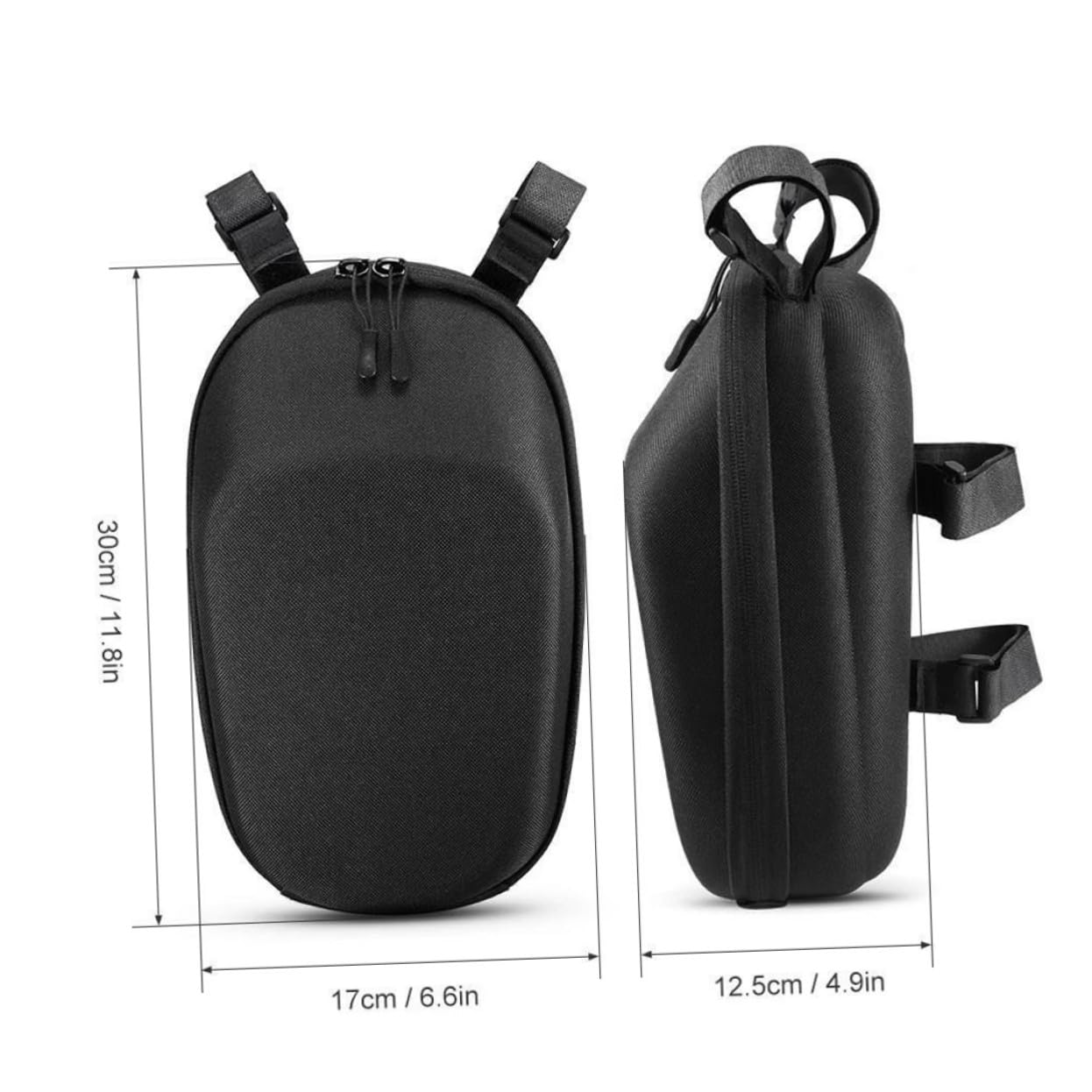 Borsa da Manubrio Eva Nera Capienza Grande per Bici e Scooter | Cerniera Scorrevole, Materiale Sicuro, Tracolla Inclusa, Versione 1 Pezzo
