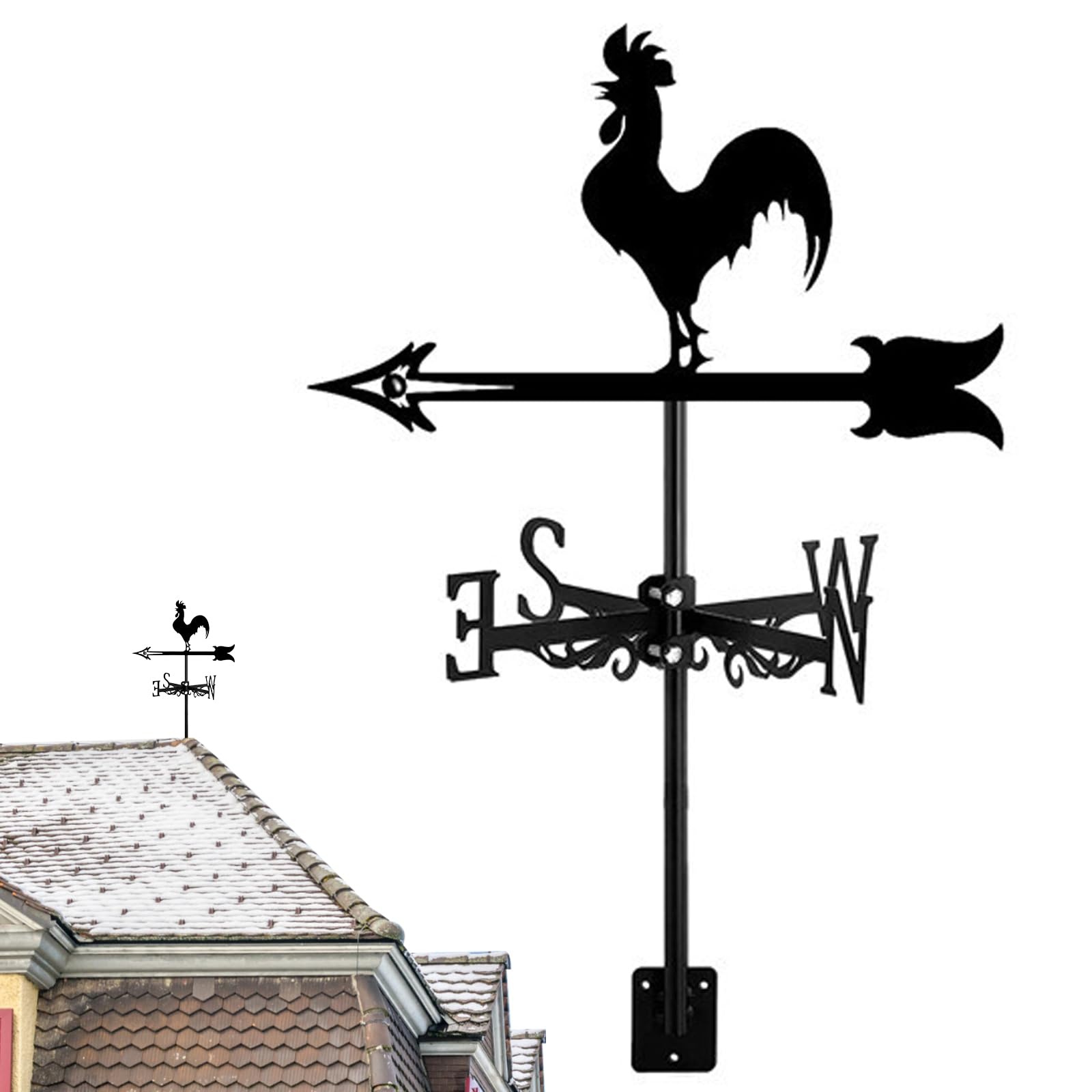 Girouette décorative en Fer, en Forme d'animal, à Fixer sur Le Toit (13 x 22 Pouces), indicateur de Direction pour Jardin, Cour ou Ferme (Coq).
