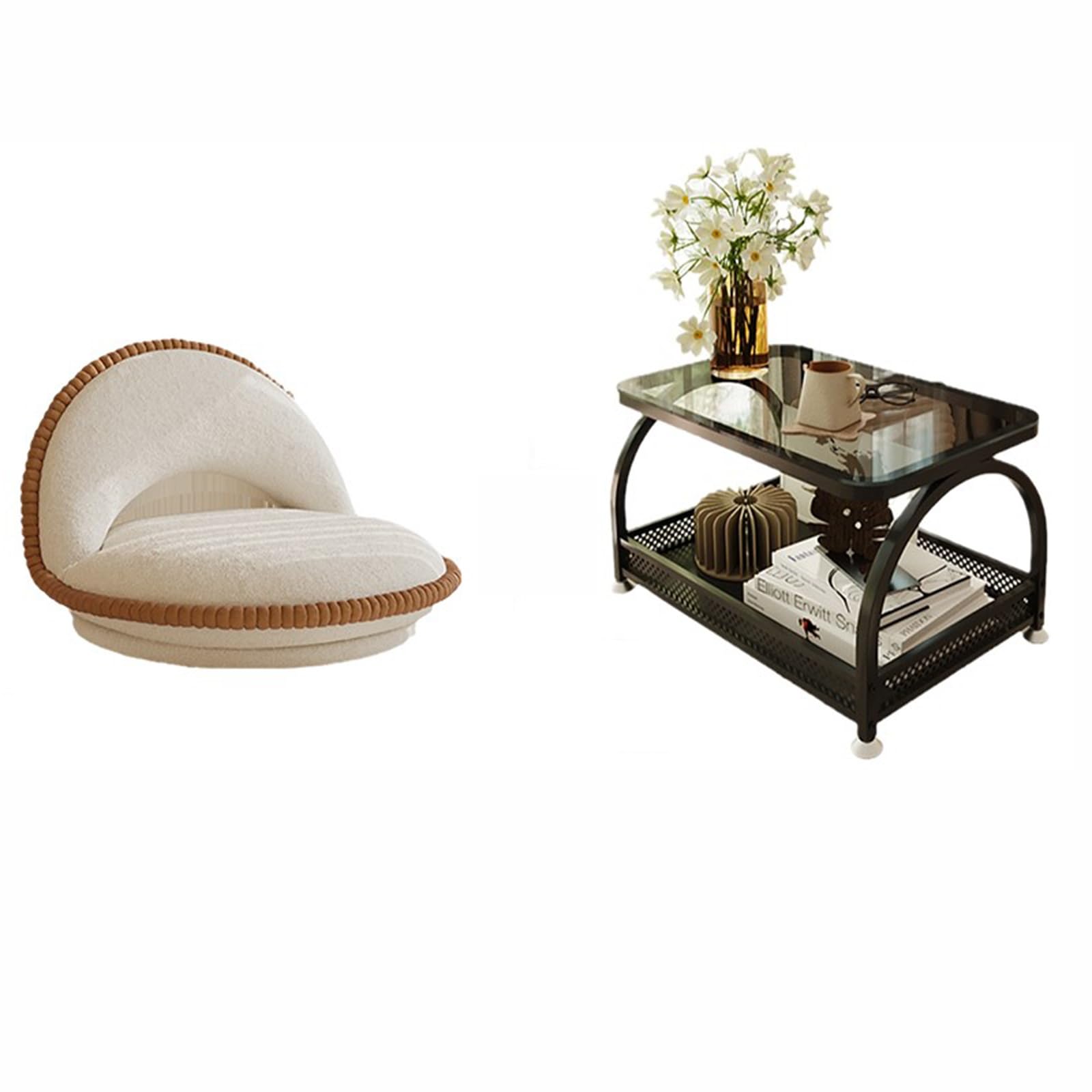 Table basse rectangulaire en métal avec étagère de rangement