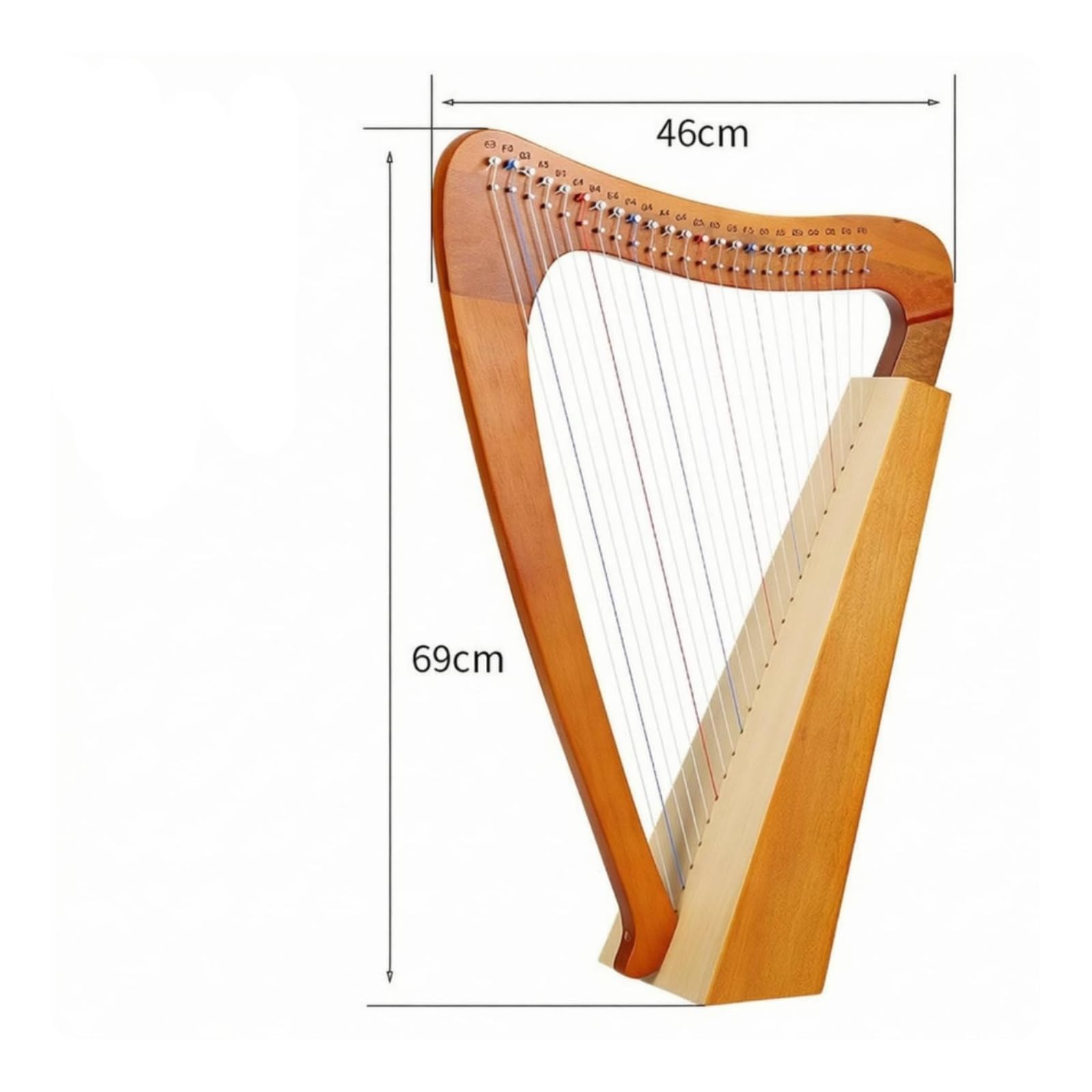 Arpa Lira con Chiave di Accordatura Leggera Arpa Lira Facile da Accordare Strumento Musicale per Appassionati, 23弦【云杉木】原木色, 69X46 Cm